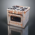 Rusty Small Vintage Gas Stove Oven With Classic Kitchen Appliance Style