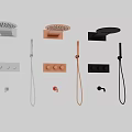 Modern Chrome Bathroom Faucet Set With Handheld Shower And Control Knobs