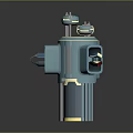 Blue Cylindrical Mechanical Device With Yellow Accents Top Knobs And Transparent Section