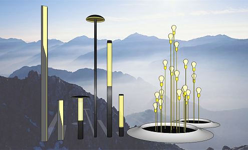 Modern Street Light Landscape Lamps Courtyard Outdoor Lights Lawn Lights High Pole Lights 3d model