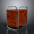 Wooden Storage Cabinet with Metal Frame and Rolling Wheels Modern Design Style