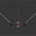 Detailed Sci Fi Spaceship Model Red And Silver Design With Wings And Engines