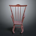 Traditional Wooden Rocking Chair with Spindle Back Curved Armrests and Arched Legs