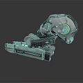Futuristic Mechanical Robot Creature With Silver Black Body And Green Glowing Parts