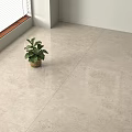 Beige Polished Floor Tiles In Modern Indoor Space With Green Plant