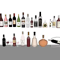 Wine Bottles and Glasses Collection with Various Colors Shapes and Styles on