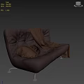 Gray Leather Sectional Sofa With Brown Blanket Pillow And Metal Legs In Light Room