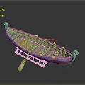 Traditional Handcrafted Wicker Boat With Wooden Paddle And Support Stand