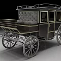 Vintage Horse Carriage With Classic Black Gold Design Quilted Leather Seats Metal Frame And Wheels