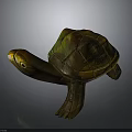 Shiny Turtle Sculpture With Yellow Green And Brown Shell Texture Design