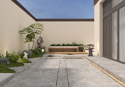 Courtyard Building Courtyard Residence Courtyard Style Courtyard Green Plants Courtyard Plants Landscape Stone Barbecue Table Barbecue Grill Landscape Tank 3d model