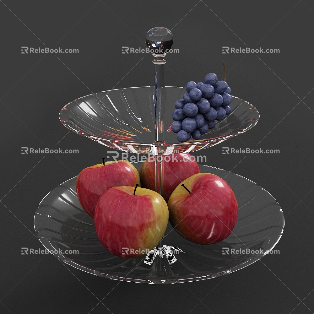 fruit fruit plate grape apple 3d model