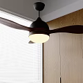 Modern Black Air Conditioning Fan With Light In Room Wooden Wall And Window Blinds