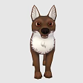 Cartoon Brown Dog Character With White Chest And Erect Ears Friendly Look