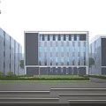 Modern Office Buildings Exterior With Glass Windows Green Lawn And Pedestrians