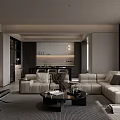 Luxury Minimalist Sectional Sofa And Round Coffee Table Combination For Stylish Neutral Modern Living Room
