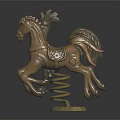 Children Outdoor Playground Equipment With Spring Loaded Rooster And Horse Shapes