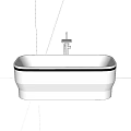 Modern Freestanding White Bathtub with Black Faucet and Brown Trim Sleek Contemporary Design