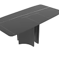 Modern Black Dining Table Combination With Flat Top And Unique Geometric Base Design 3d model