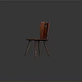 Single Wooden Chair with Unique Backrest Design Slender Legs and Vintage Style