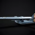 Blue Vintage American Fighter Jet Model With Twin Propellers And Number 73