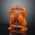 Orange Air Operated Double Diaphragm Pump With Piping And Metal Frame
