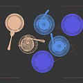 Elegant Tea Set With White Cups Saucers And Transparent Glass Steaming Tea