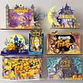 Colorful Halloween Decorations With Castle Ghosts Pumpkin Moon And Elements 3d model