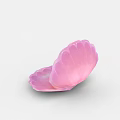 Pink Open Shell With Green Glowing Pearl And Cute Biological Character Inside