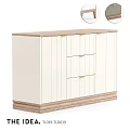 Modern White Dresser Featuring Wooden Top Base Drawers And Cabinet Doors