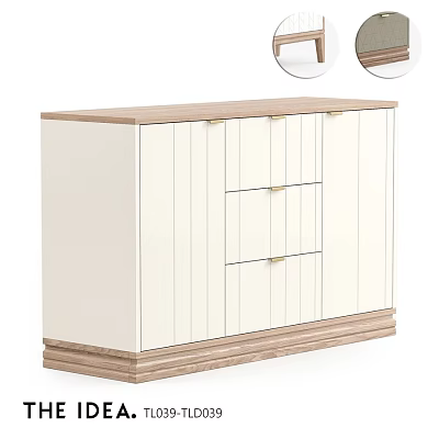 Modern White Dresser Featuring Wooden Top Base Drawers And Cabinet Doors 3d model
