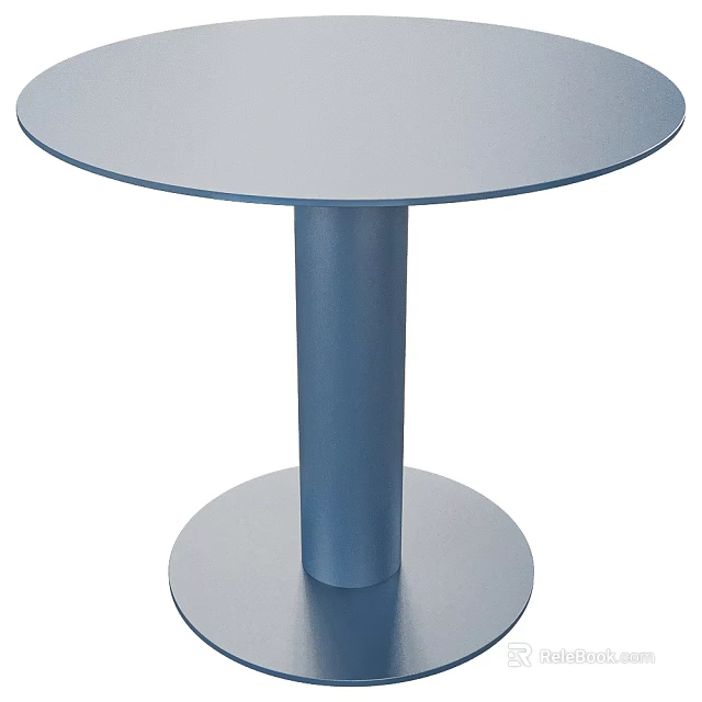 Modern Minimalist Round Blue Dining Table With Cylindrical Central Leg 3d model