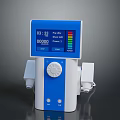 Blue And White Device With Digital Display Knob And Ports Showing Time And Power Level