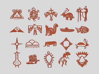Unique Decorative Pendants Featuring Animal Geometric and Cultural Designs for Ornament and Craft Use 3d model