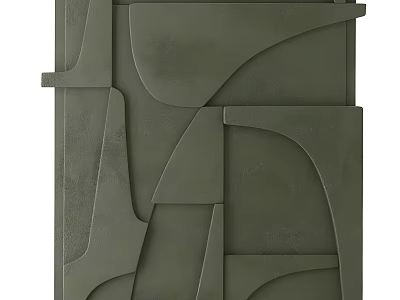 Abstract Geometric 3D Olive Green Wall Decor With Modern Textured Design 3d model