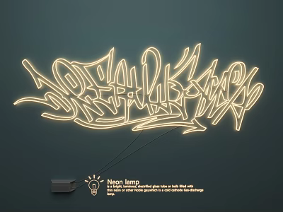Neon advertising words graffiti luminous words 3d model