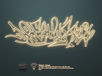 Neon advertising words graffiti luminous words 3d model