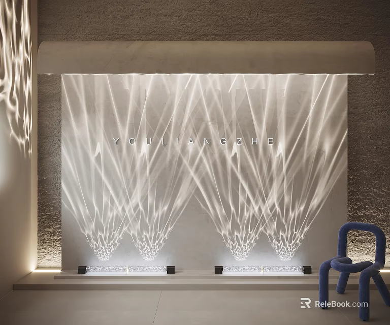Radiant Decorative Lights Creating Cascading Patterns On Textured Wall In Modern Interior Space 3d model 