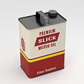 Industrial Equipment Premium Slick Metal Oil Can Containing Motor Oil One Gallon