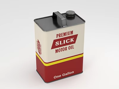 Industrial Equipment Premium Slick Metal Oil Can Containing Motor Oil One Gallon 3d model