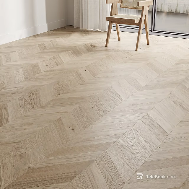 Light Oak Wood Floor With Herringbone Pattern And Natural Grain In Modern Interior 3d model 