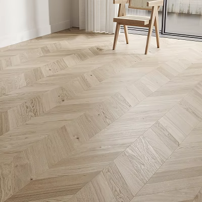 Light Oak Wood Floor With Herringbone Pattern And Natural Grain In Modern Interior 3d model