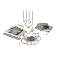 Home Decorative Ornament Set With White Bowl Clear Glass Candles Book And Small Stones