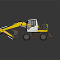 Yellow Wheeled Excavator with Front Bucket and Operator Cab for Construction Work 3d model