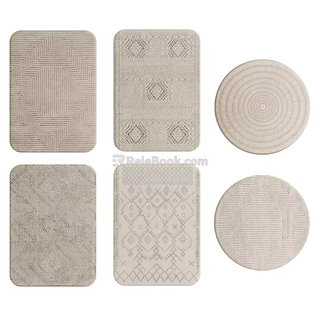 Modern Square Carpet Round Carpet Minimalist Carpet 3d model