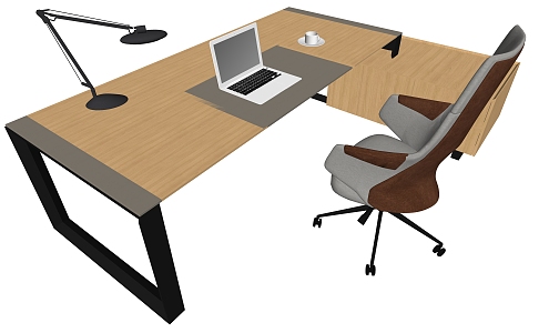 modern office desk and chair 3d model