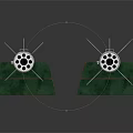 Two Military Missiles With Blue And Green Tips On Green Stands