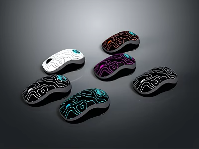 Colorful Computer Mice With Various Patterns And Stylish Illuminated Modern Design 3d model