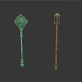 Green Vintage Style Decorative Poles With Ornate Tops For Outdoor Decor