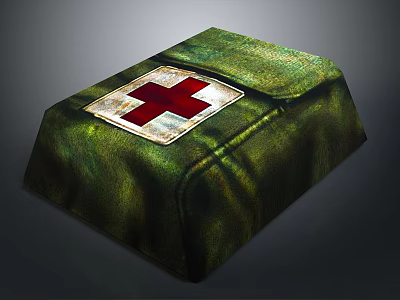 Green Canvas First Aid Kit With Red Cross Emblem And Emergency Design 3d model
